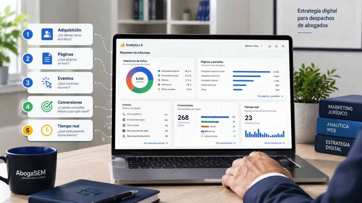 Leer Google Analytics 4 para un despacho de abogados